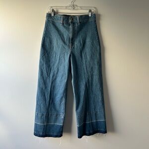 Veronica Beard medium wash Grant wide leg crop high rise jeans